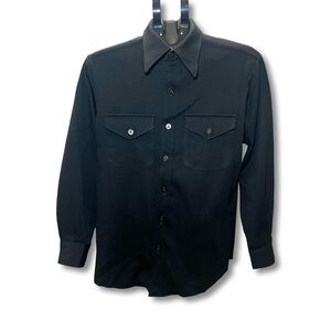 Vintage USN SEAFARER Military Uniform Black Long Sleeve Navy c1960-70 Size Small